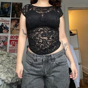 Dynamite Women’s Black Lace Blouse Top XXS